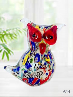 Glass Owl with Flowers